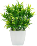 OFFIDIX Faux Plants Mini Potted Plastic Fake Green Plant Artificial Plants Aloe with White Square Pots for Home Decor (White Square Plastic Pots)