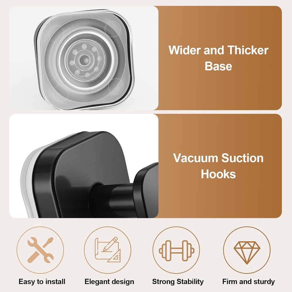 Suction Cup Hooks Steel for Bathroom, Heavy Duty, Waterproof, No Drill