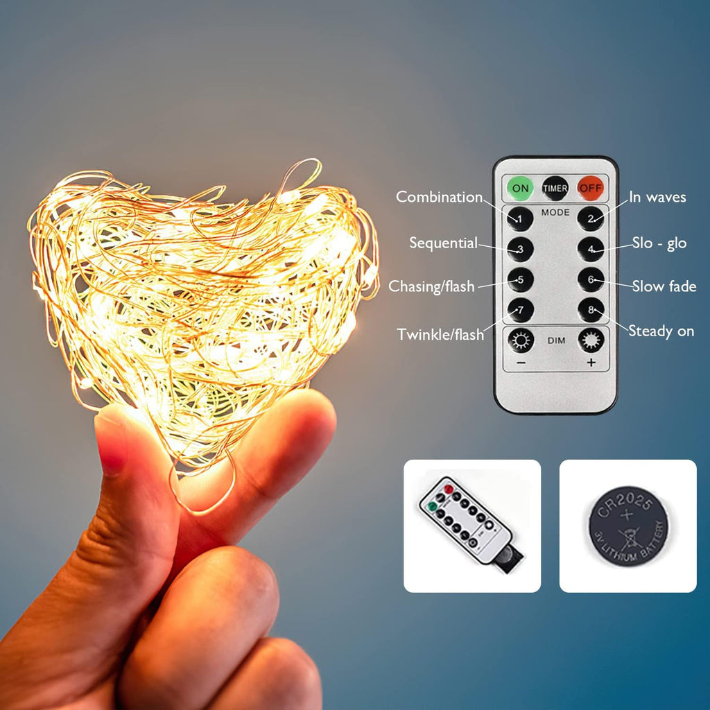 Homemory 2 Pack Each 20 Ft 60 LED Short Fairy Lights Battery Operated Christmas String Lights with Remote, Waterproof 8 Modes Firefly Twinkle Lights for Christmas Tree, Wreath Decor