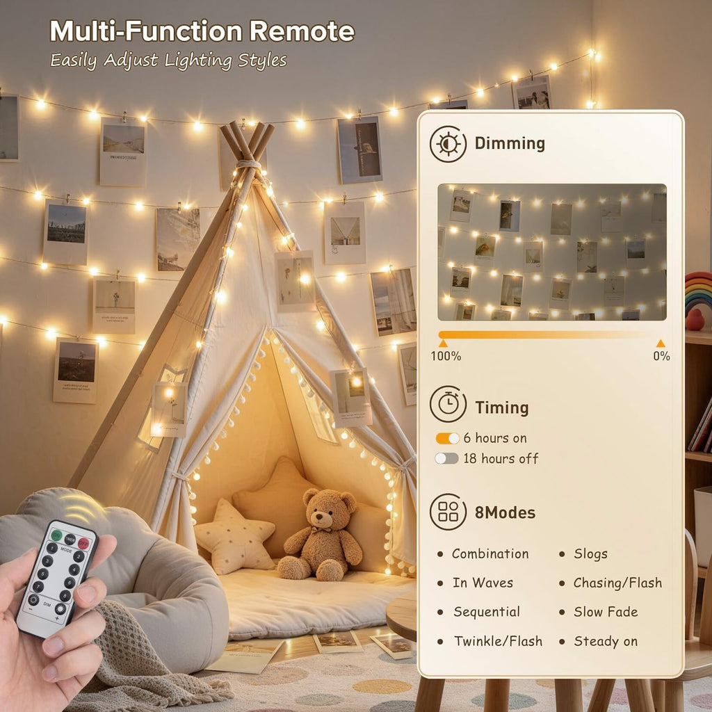 JMEXSUSS 100LED Photo Clips String Light, 33ft Fairy Lights with 50 Clips