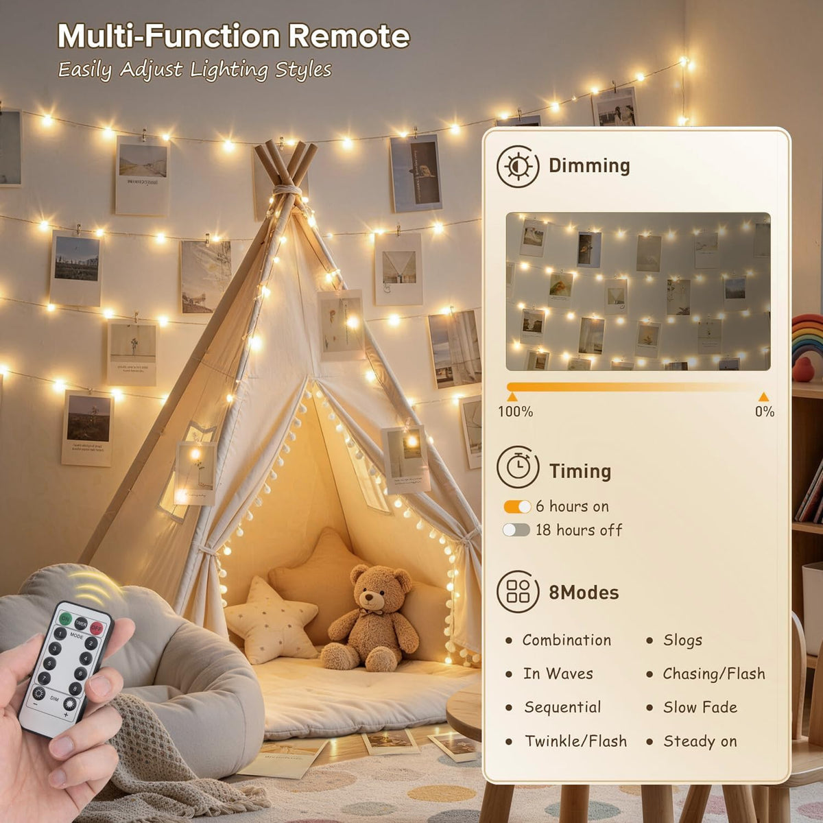 JMEXSUSS 100LED Photo Clips String Light, 33ft Fairy Lights with 50 Clips