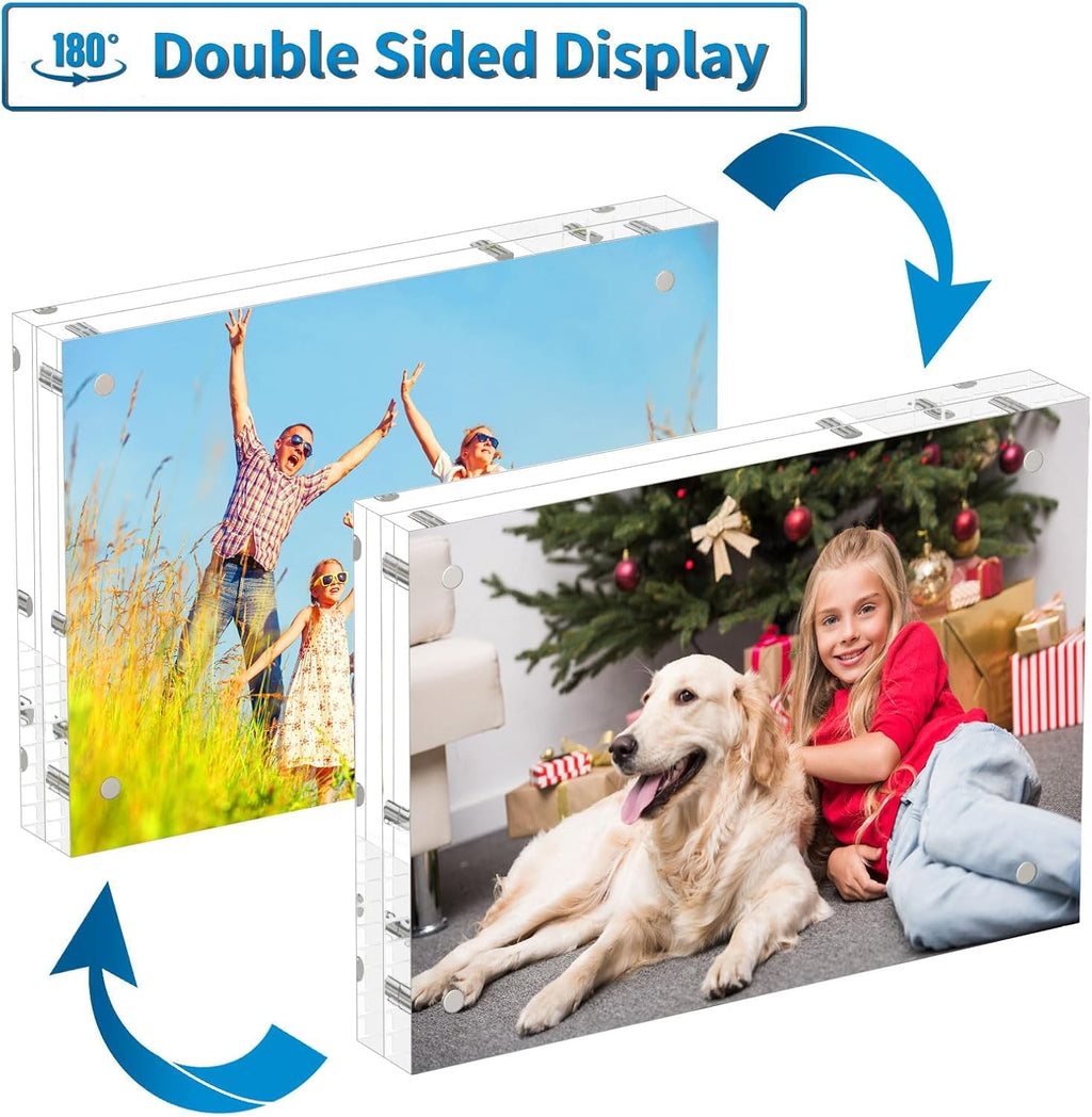 AITEE 5x7 Acrylic Picture Frames 6 Pack, Clear Picture Frames，20% Thicker