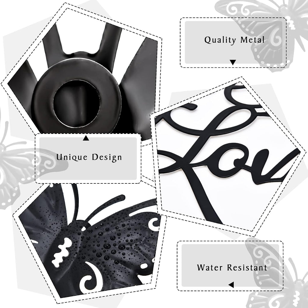 Moxweyeni 4 Pcs Faith Hope Love Metal Wall Decor with Butterfly Wall Signs