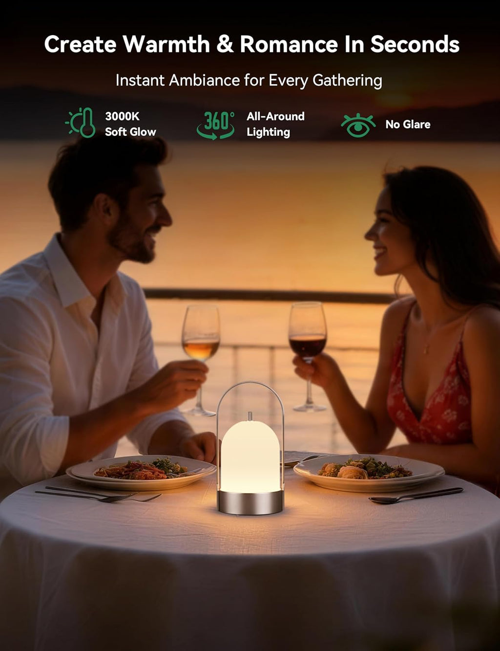 Tubicen Portable Table Lamp Rechargeable Outdoor Lantern with Handle