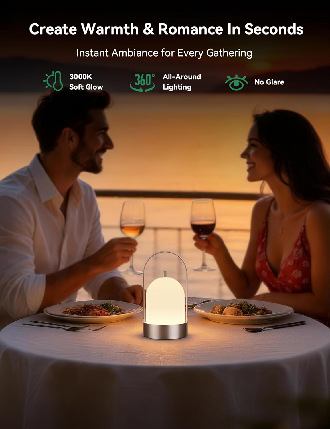 Tubicen Portable Table Lamp Rechargeable Outdoor Lantern with Handle