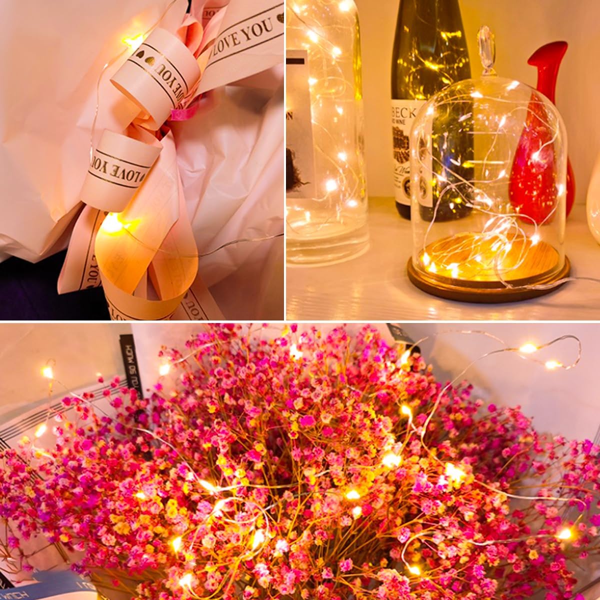 Yiaht 12 Pack Led Fairy Lights Battery Operated String Lights with Timer Waterproof Silver Wire 14 Feet 40 Led Twinkle Mason Jar Lights for Wedding Party Bedroom Patio Christmas Warm White
