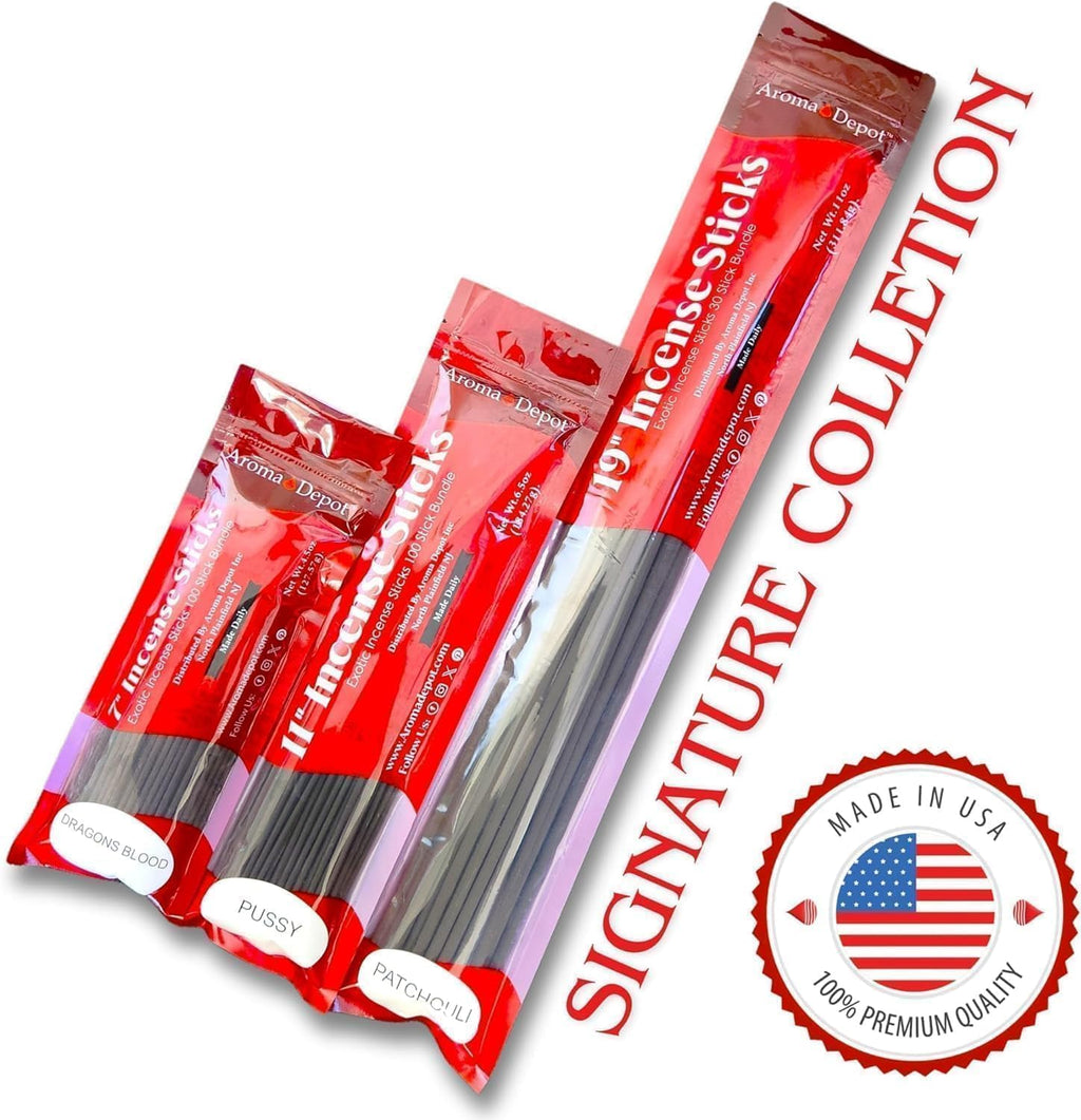 Aroma Depot 19'' Strawberry Most Exotic Incense Sticks. One Bundle Approx 27 to 30 Sticks, Jumbo 19 inch Long, Natural 19'' Extra Large Incense Sticks. Burns for 3 to 4 Hours Each. Long Lasting