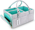 XUANGUO Large Baby Diaper Caddy Organizer, Felt Basket with Handles, Green