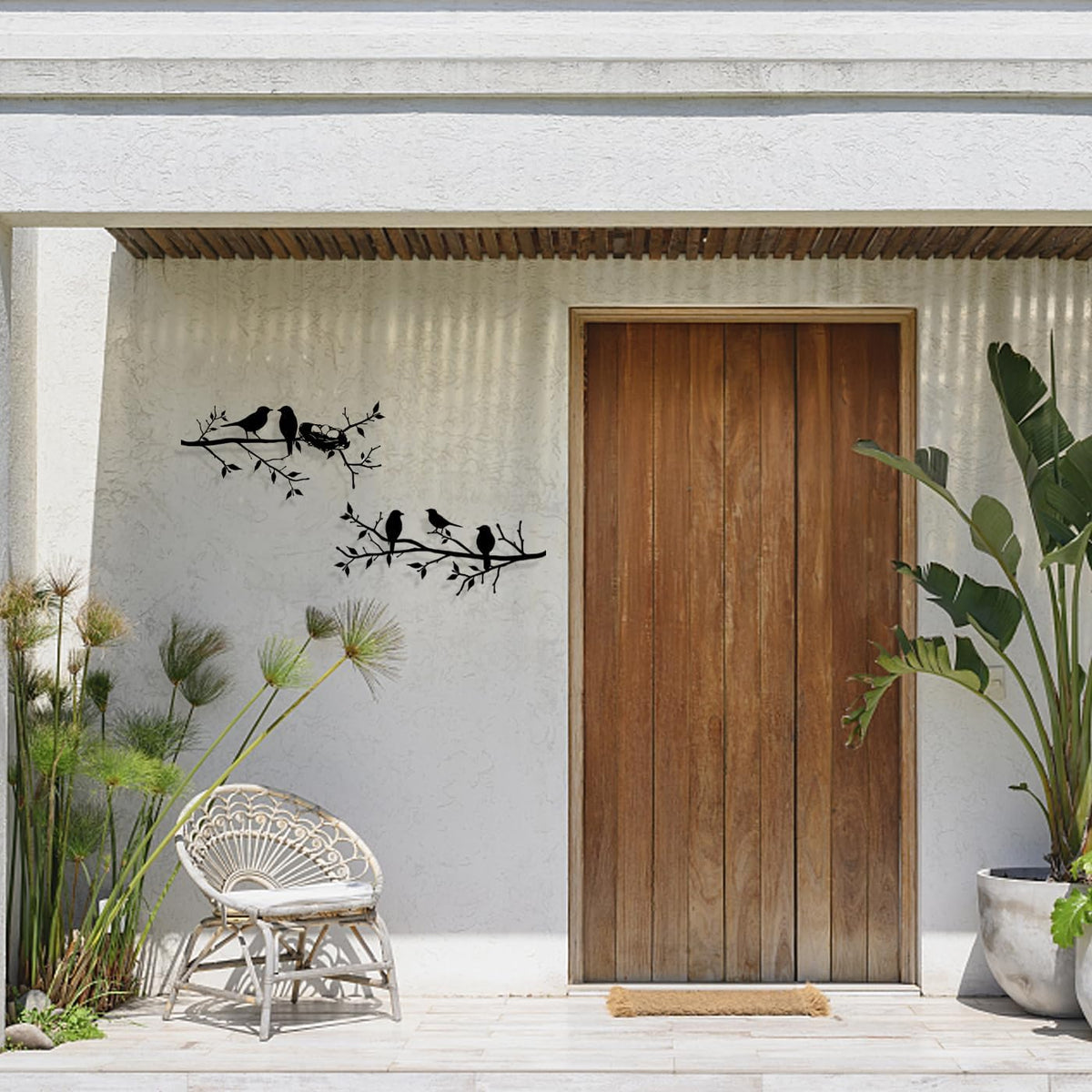 2pcs Metal Birds Wall decor,Birds on branch Silhouette wall art