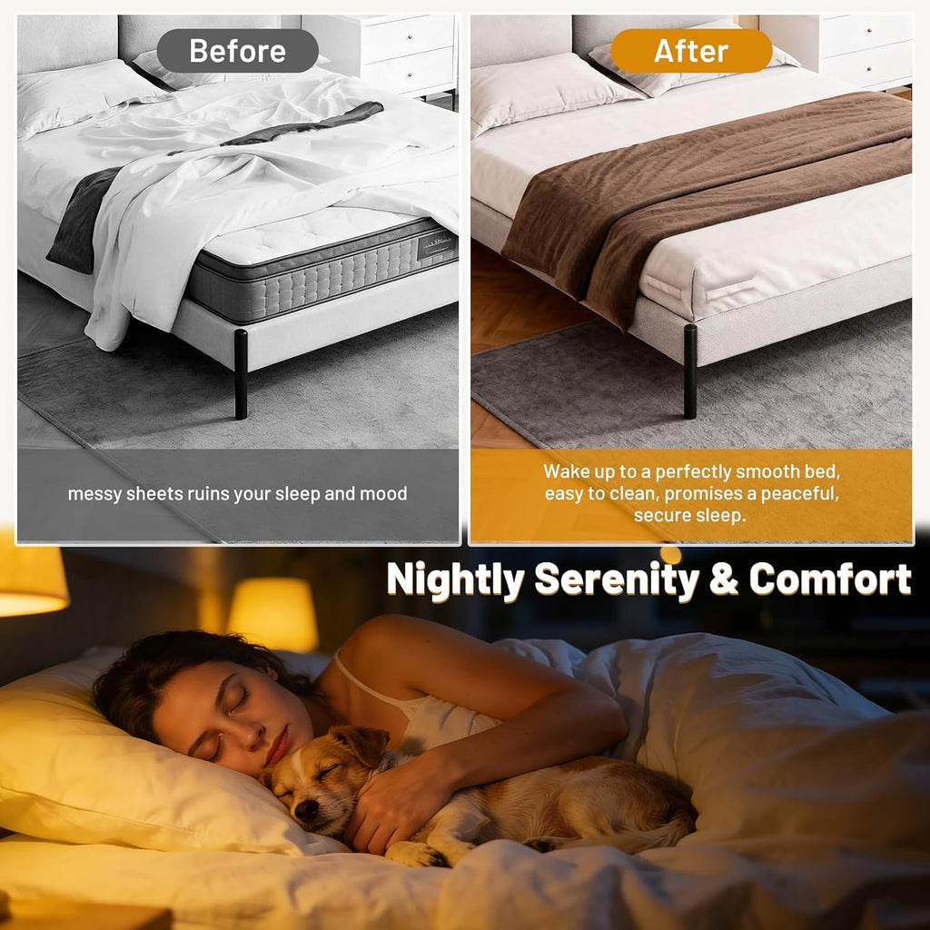 Bed Sheet Holders, Anti‑Slip Fasteners for King Queen Twin Beds, 4 Pack