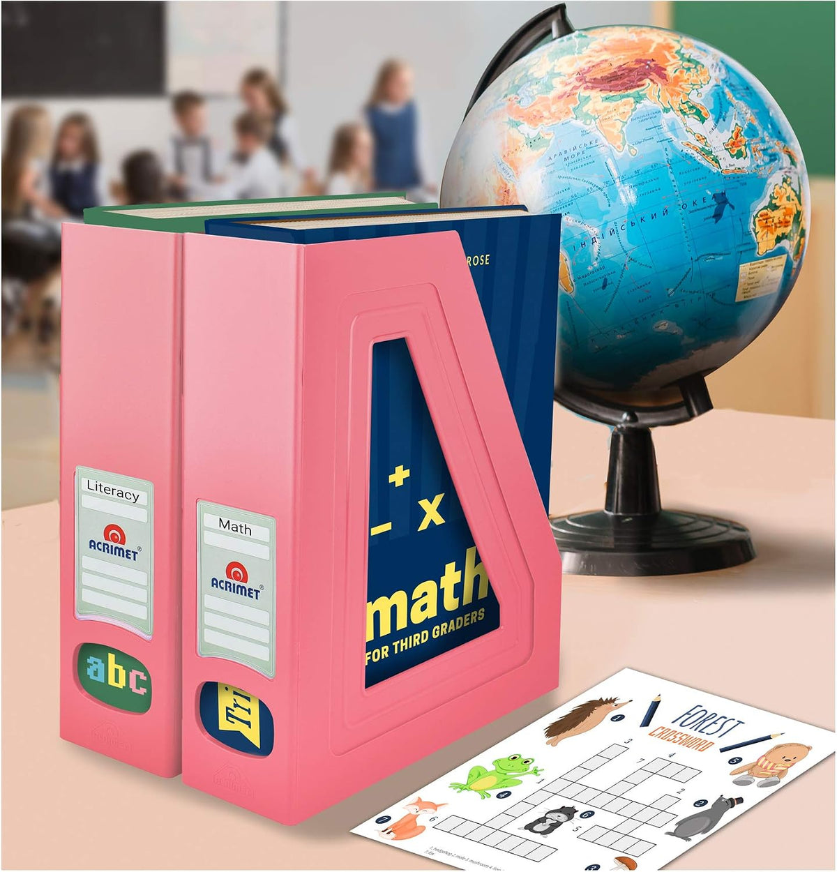 Acrimet Magazine File Holder, Vertical Desk Organizer, Solid Pink, 2 Pack
