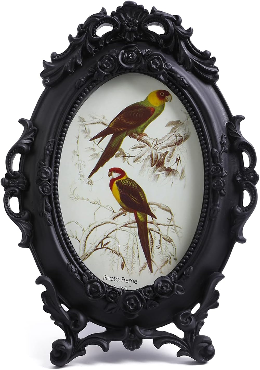 SIKOO Ornate Picture Frame 4x6 Antique Frames Vintage Frames Tabletop and Wall Mount Oval picture Frame, Victorian Home Decor, Black