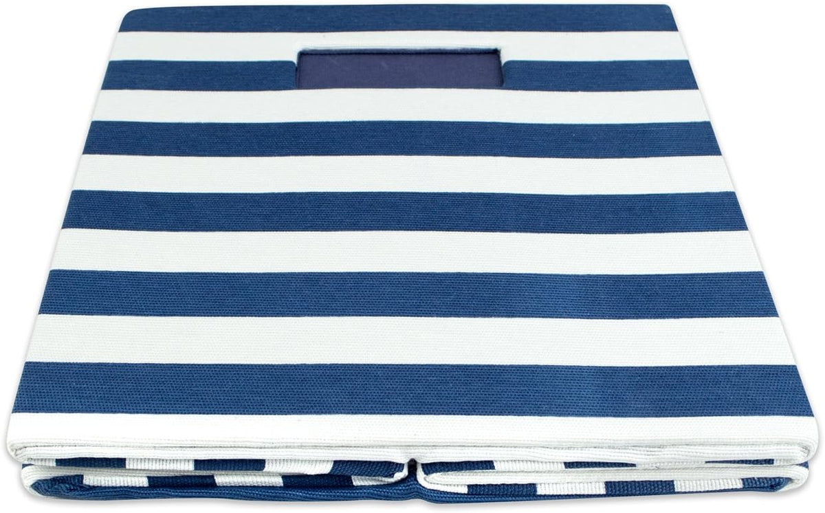 DII Polyester Cube Storage Collection Hard Sided Collapsible, 11x11x11, Nautical Blue