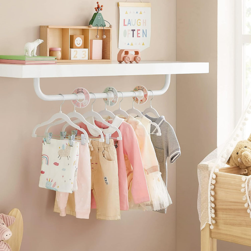 SONGMICS 30 Pack Baby Hangers, Non-Slip Pants Hangers with Clips