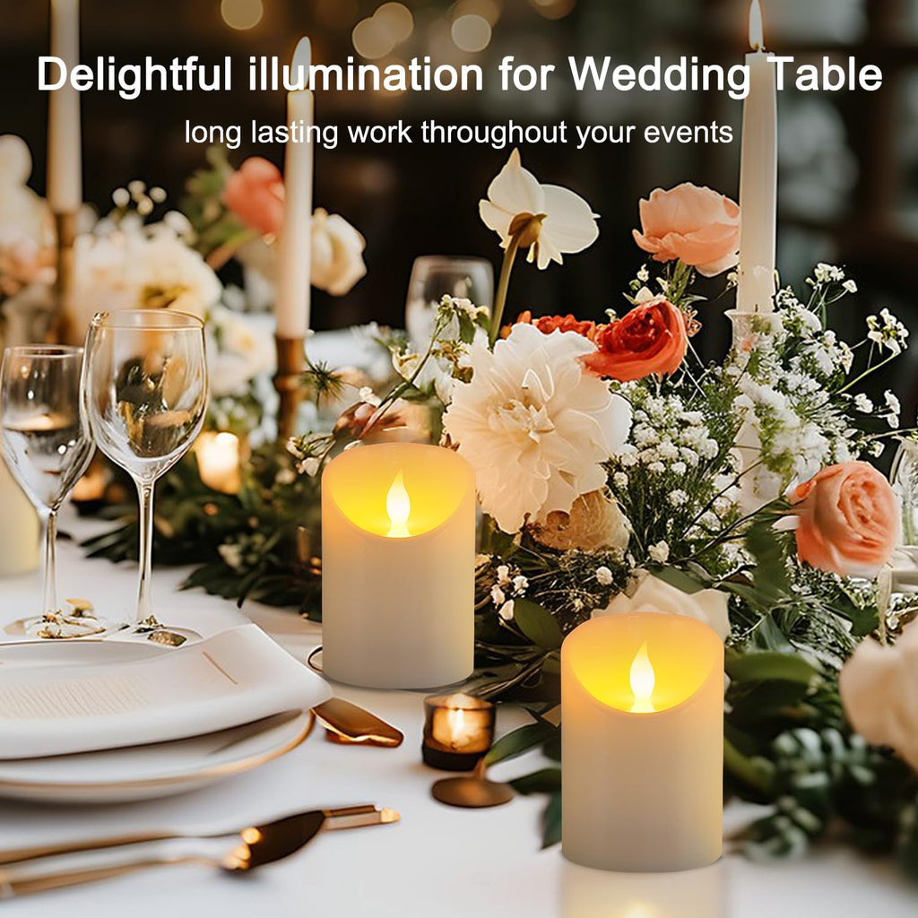 3"x4" Flickering Flameless Candles, Realistic LED Candles, Battery Operated Candles with Remote and Timers, Real Wax Electric Fake Pillar Candles for Festival Wedding Home Party Decor-2Pack