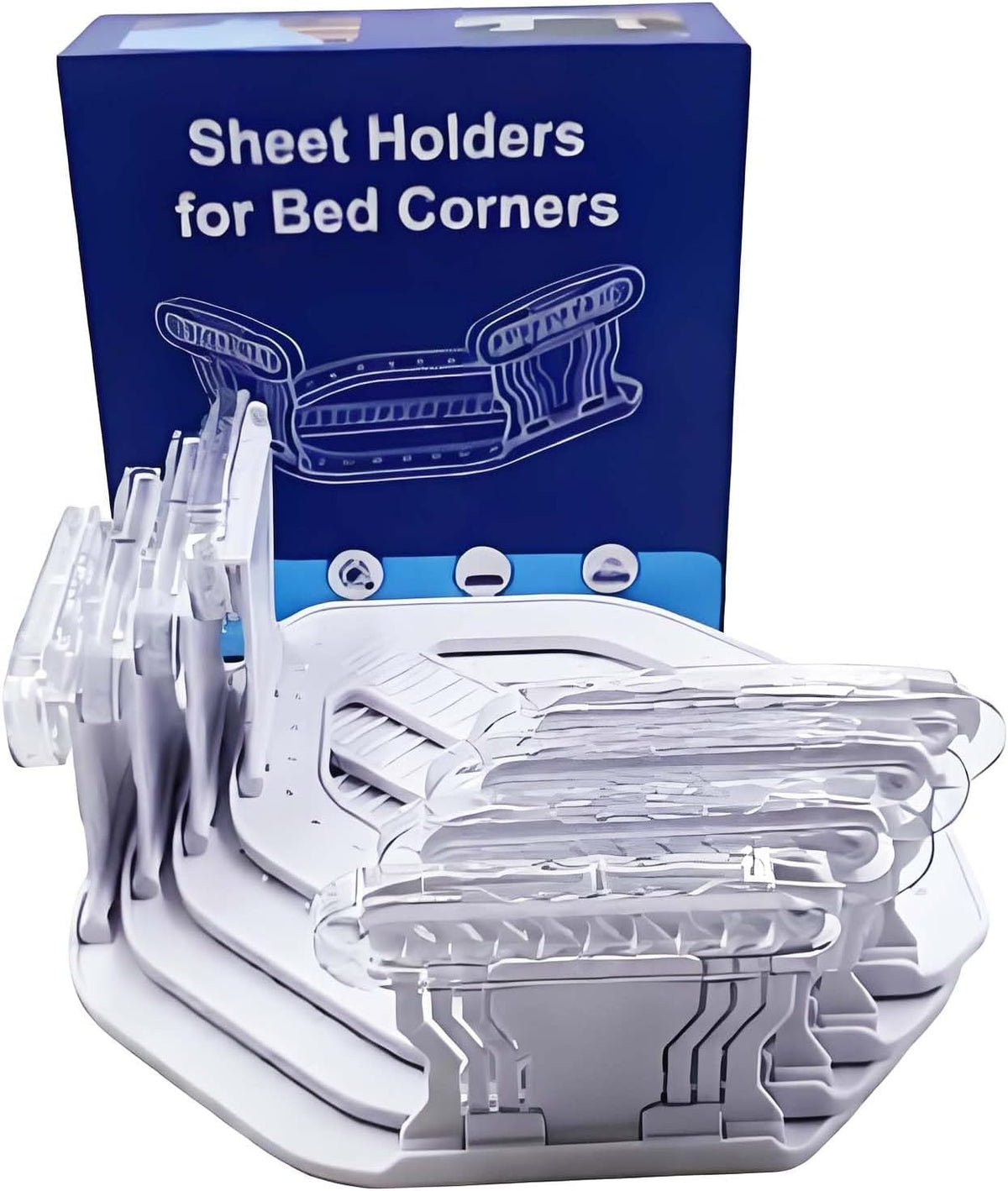 Sheet Holders for Corners, 4 Pcs Bed Sheet Grippers Non-Slip Mattress Fitted Sheet Holder Keep Sheets Firm & Tight, White Bed Sheet Locks Clips for Bedding, Sheet Stays Fasteners Corner Holders Set