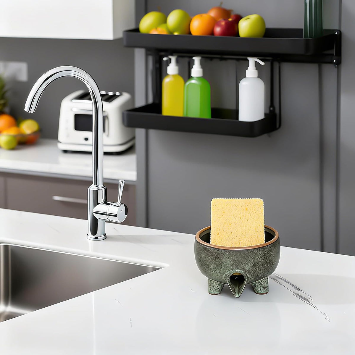 Soap Dish with Drainage, Ceramic Self Draining bar Soap Holder