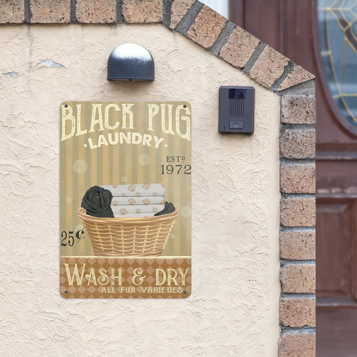 Metal Tin Signs Black Pug Dog Laundry Bathroom Living Room Dog Lover Decoration Home Wall Art Decor 8 X 12 Inches