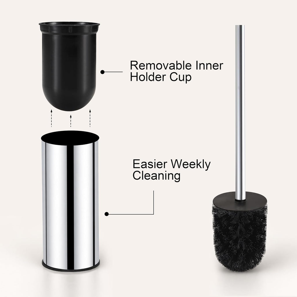 BGL Toilet Brush and Holder Set, Chrome Finish