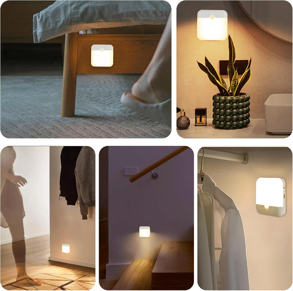 2 Pack Motion Sensor Night Light Rechargeable Battery Night Lights