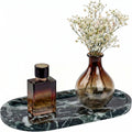 YKAJO Snowflake Green Oval Marble Tray, 11.8x5.9 Vanity Perfume Organizer