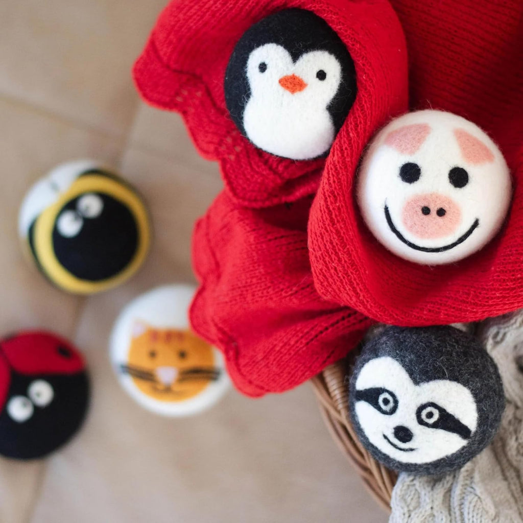 Friendsheep Wool Dryer Balls (6 Pack XL - Critter Camp)