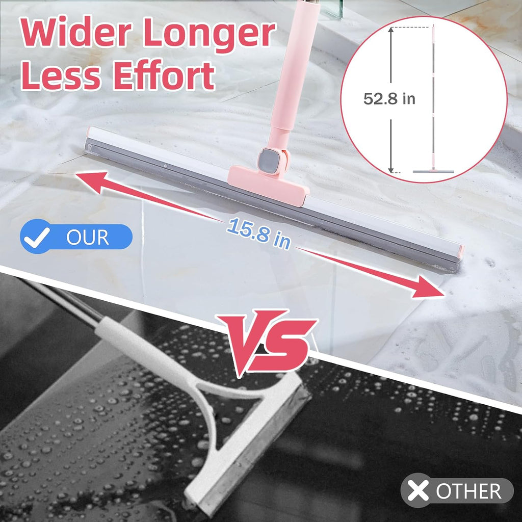 15.8" Floor Squeegee with 52.8-in Handle, Squeegee for Floor