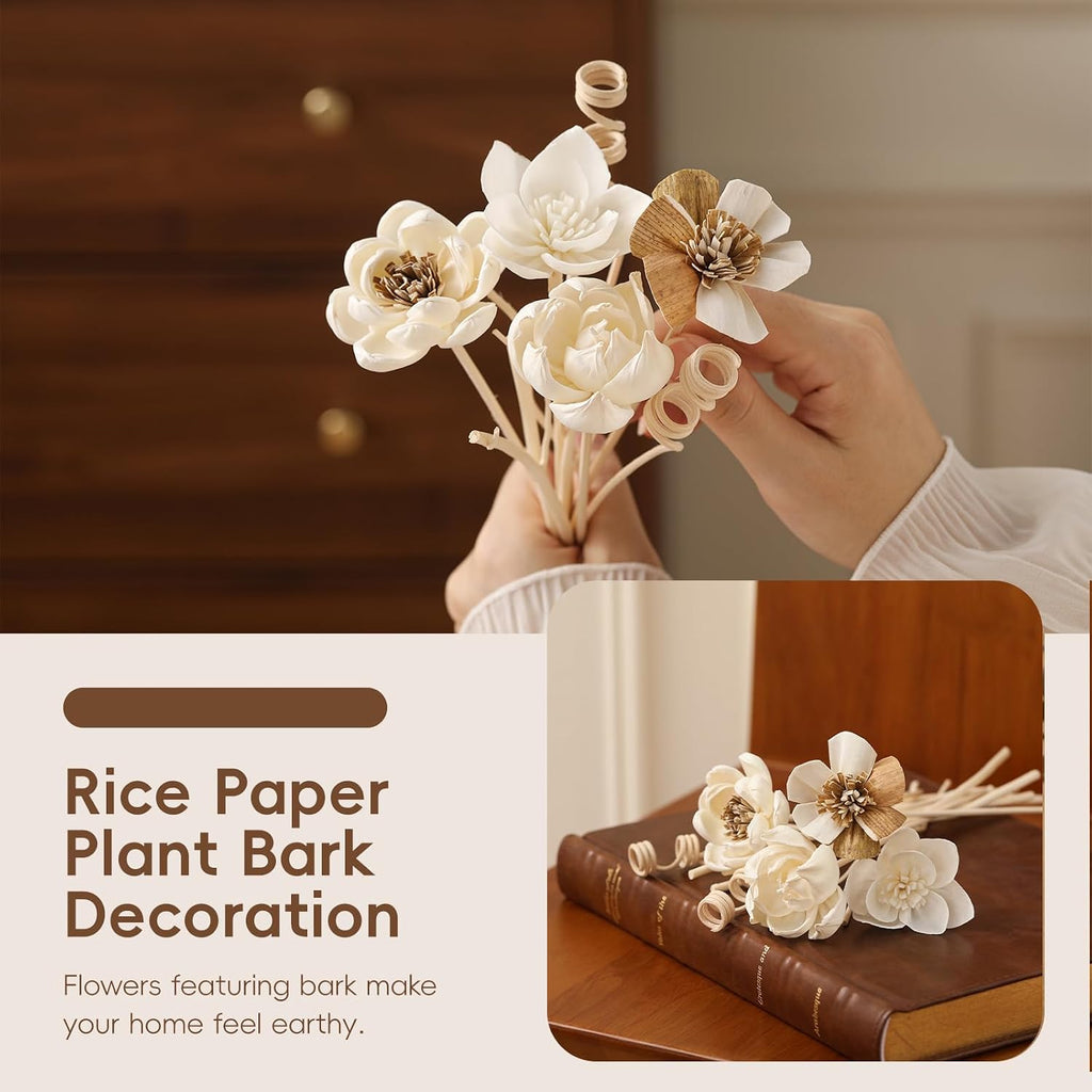 Reed Diffuser Sticks Set of 12 Natural Paper Flower for Home Decor (Intangible Cultural Heritage Series - Sunny)