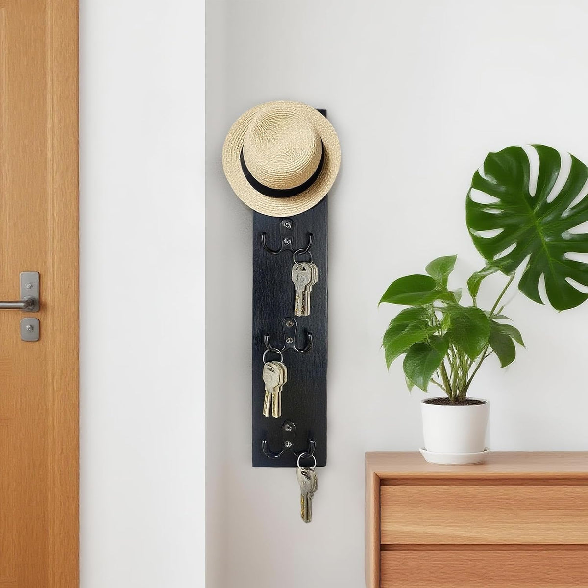 Yohsnor Vertical Key Holder for Wall,Space-Saving Hook Rack for Key,Wallet
