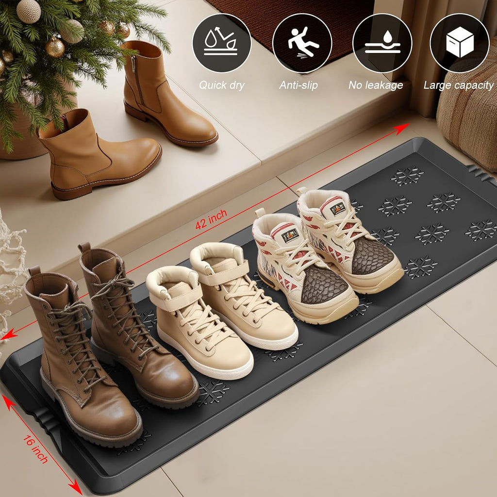 Azadx Heavy Duty Boot Trays Natural Rubber Shoe Mat Tray for Entryway