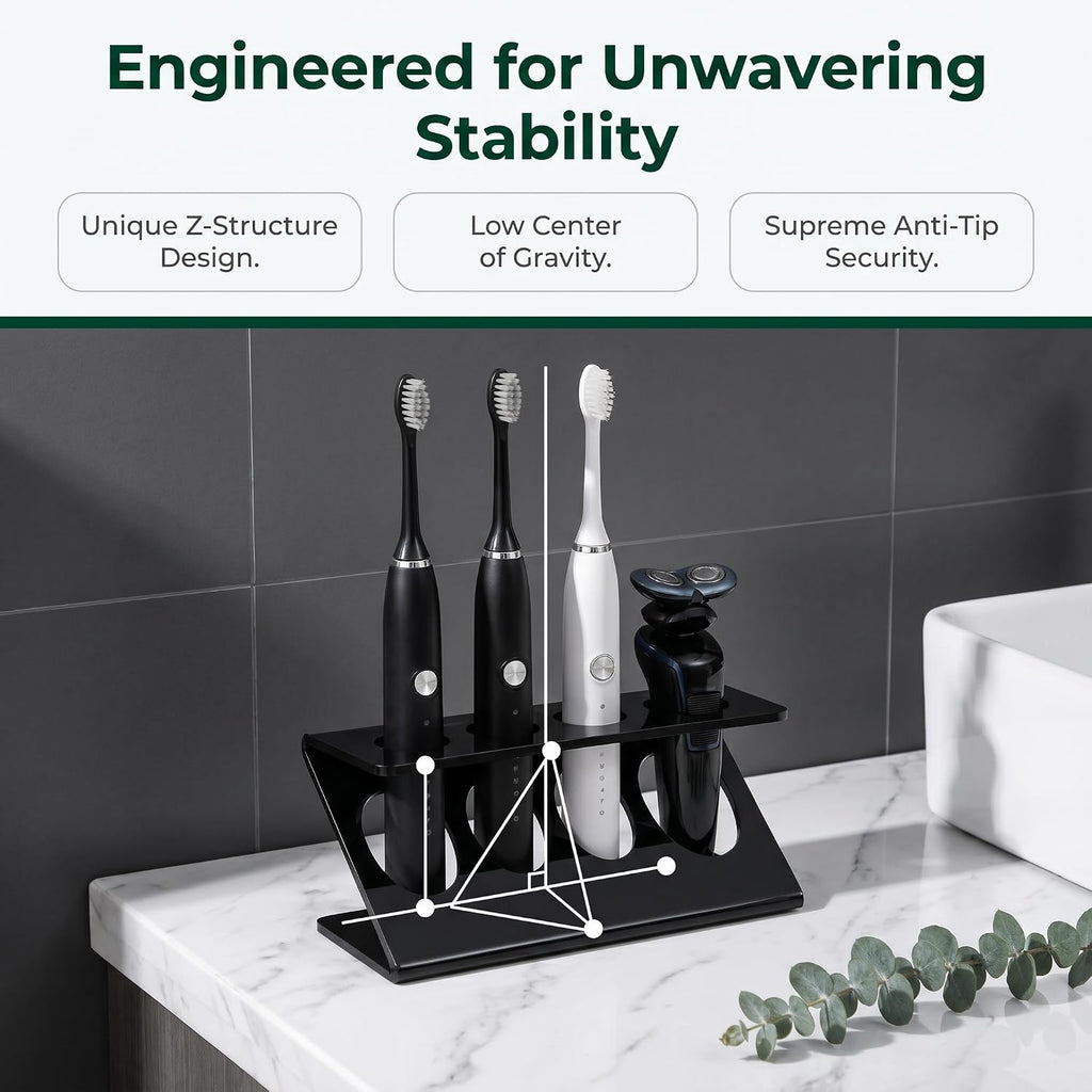 Electric Toothbrush Razor Holder, 4 Slot Bathroom Organizer with Drainage