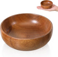 4 Inch Small Acacia Wood Key Bowl for Entryway Table, Compact Round Wooden