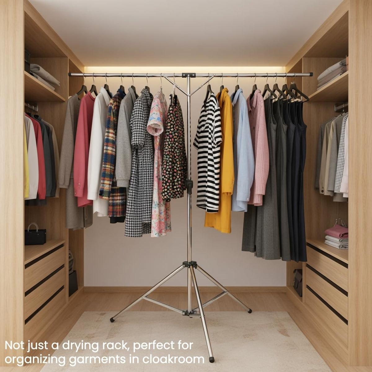 Foldable Portable Space Saving Stainless Steel Clothes Drying Rack.