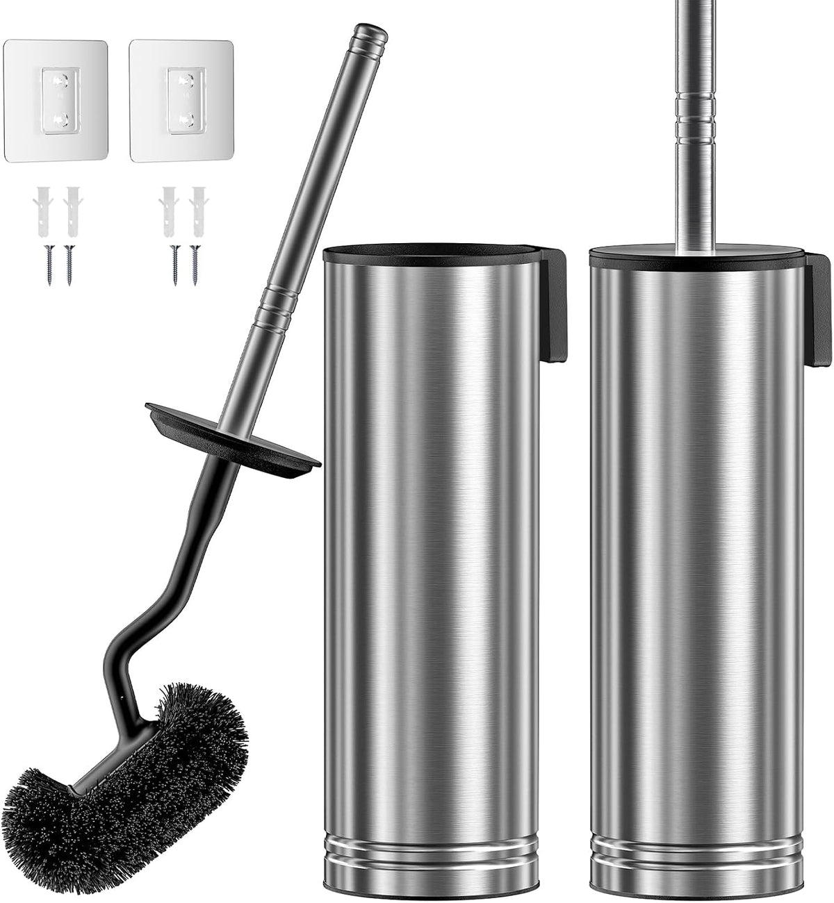 HAMITOR Toilet Brush and Holder Set for New Home Essentials Deep Clean