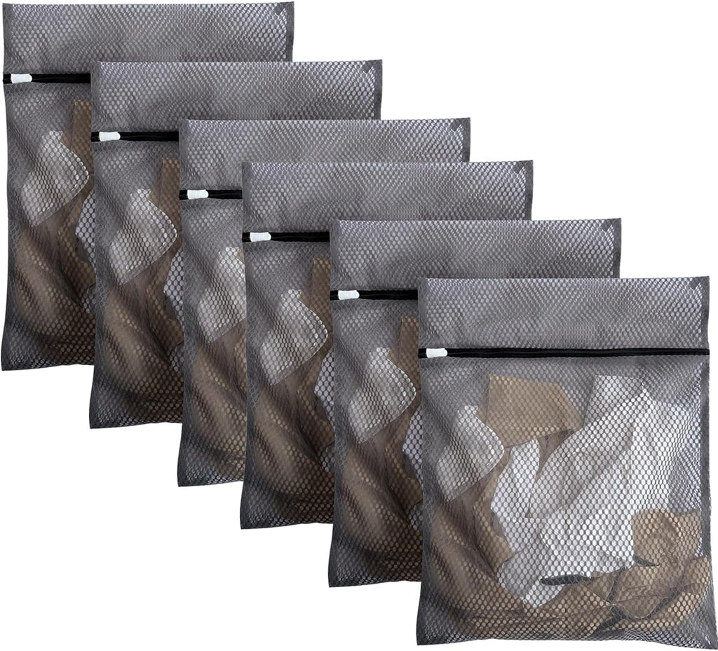 6Pcs Durable Honeycomb Mesh Laundry Bags for Delicates 16 x 20 Inches, Gray