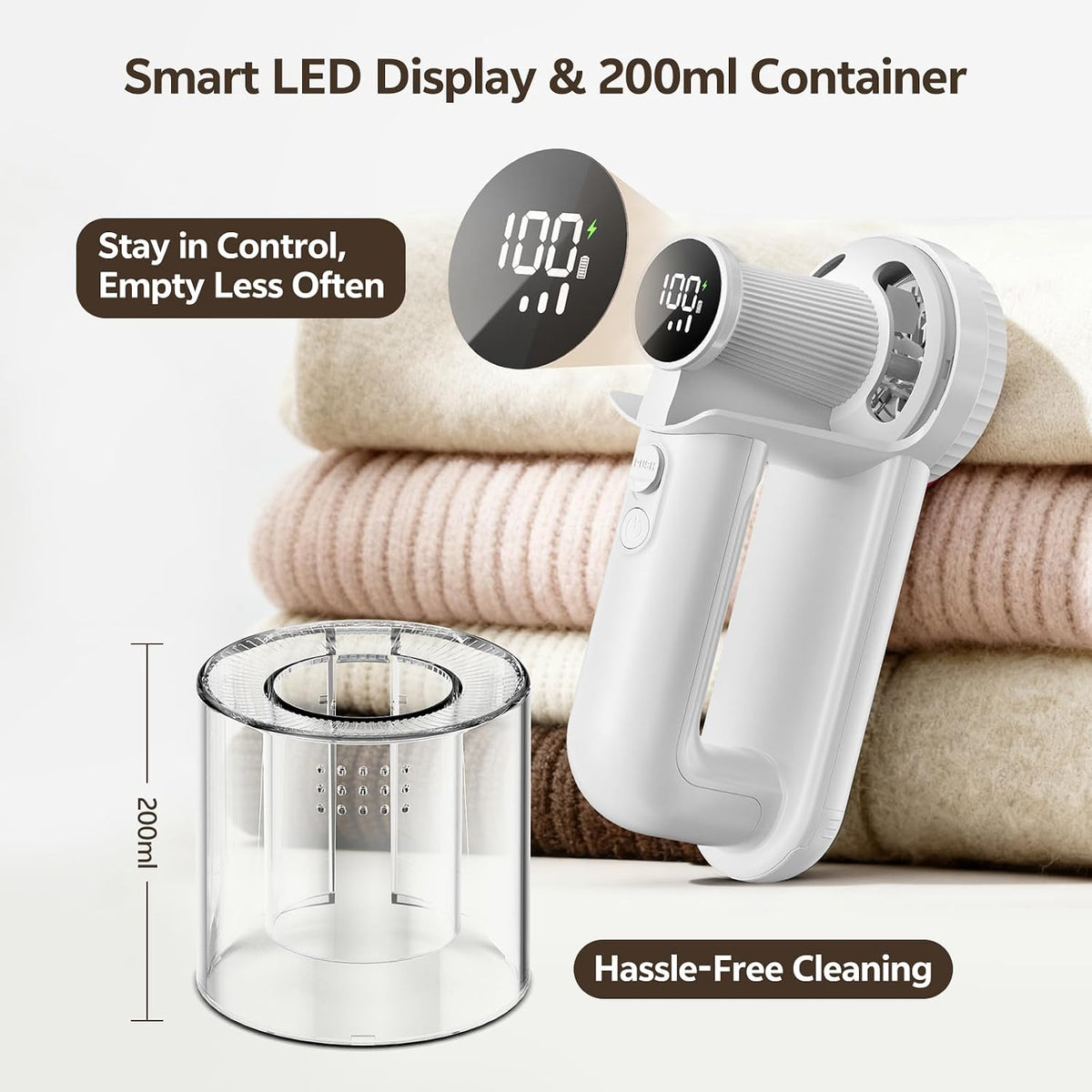 Rechargeable Fabric Shaver, 2-in-1 Lint Remover with 6-Blade