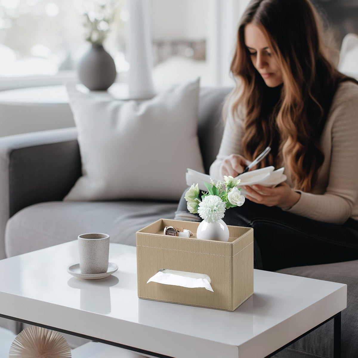 Plus Size Tissue Box Cover, Rectangle Tissue Box Organizer, Wood