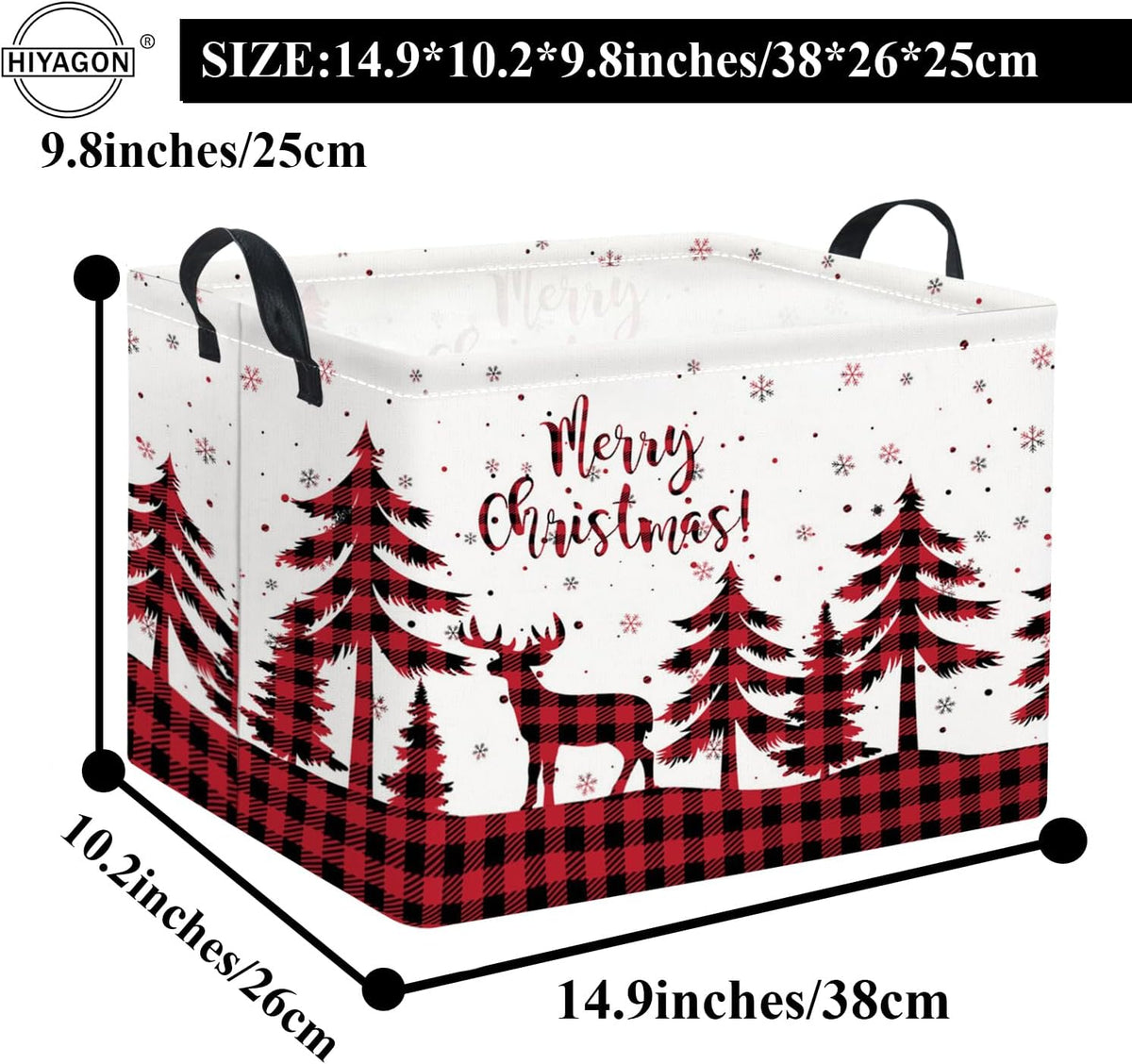 Rectangular Storage Basket for Boys Kids Basket Storage Bin Organizer Box(Deer Christmas)