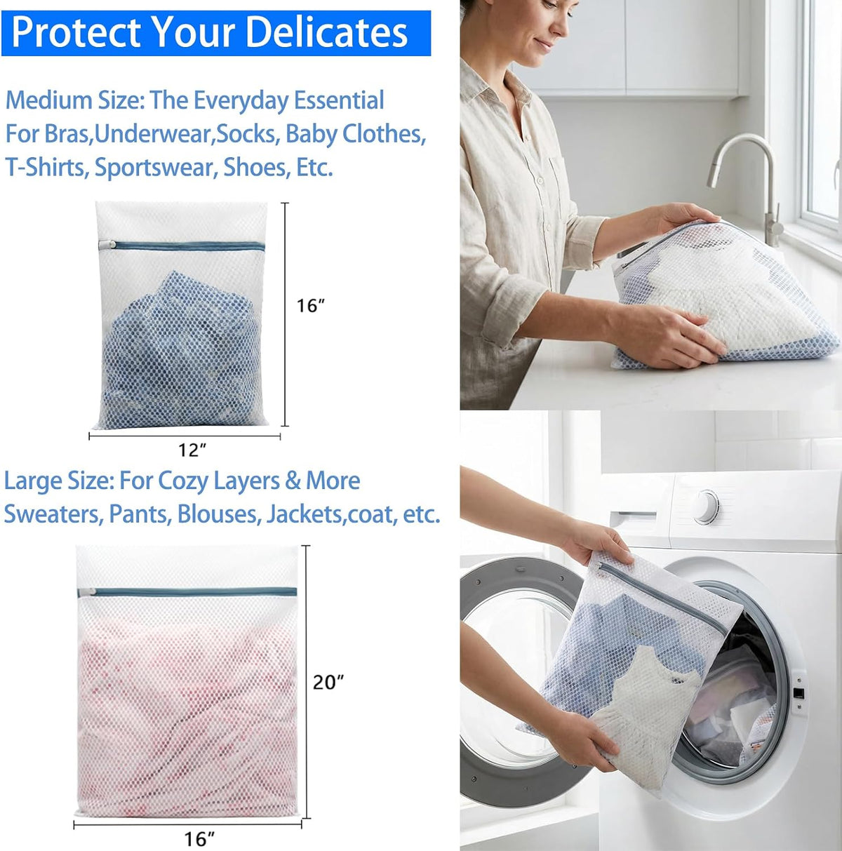 4Pcs Mesh Laundry Bags Delicates Lingerie Wash Washer Washing Machine Bag
