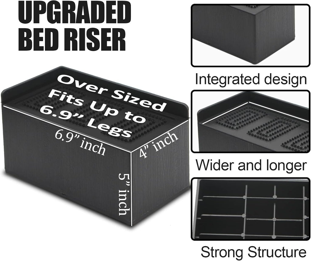 MYMULIKE Bed Risers 5 inch, Oversized Extra Wide Bed Frame Risers, 11000lbs Heavy Duty Couch Risers, L Shape Wide Opening Furniture Risers for Bed, Couch, Desk, Chair, Soft, Platform, Dorm