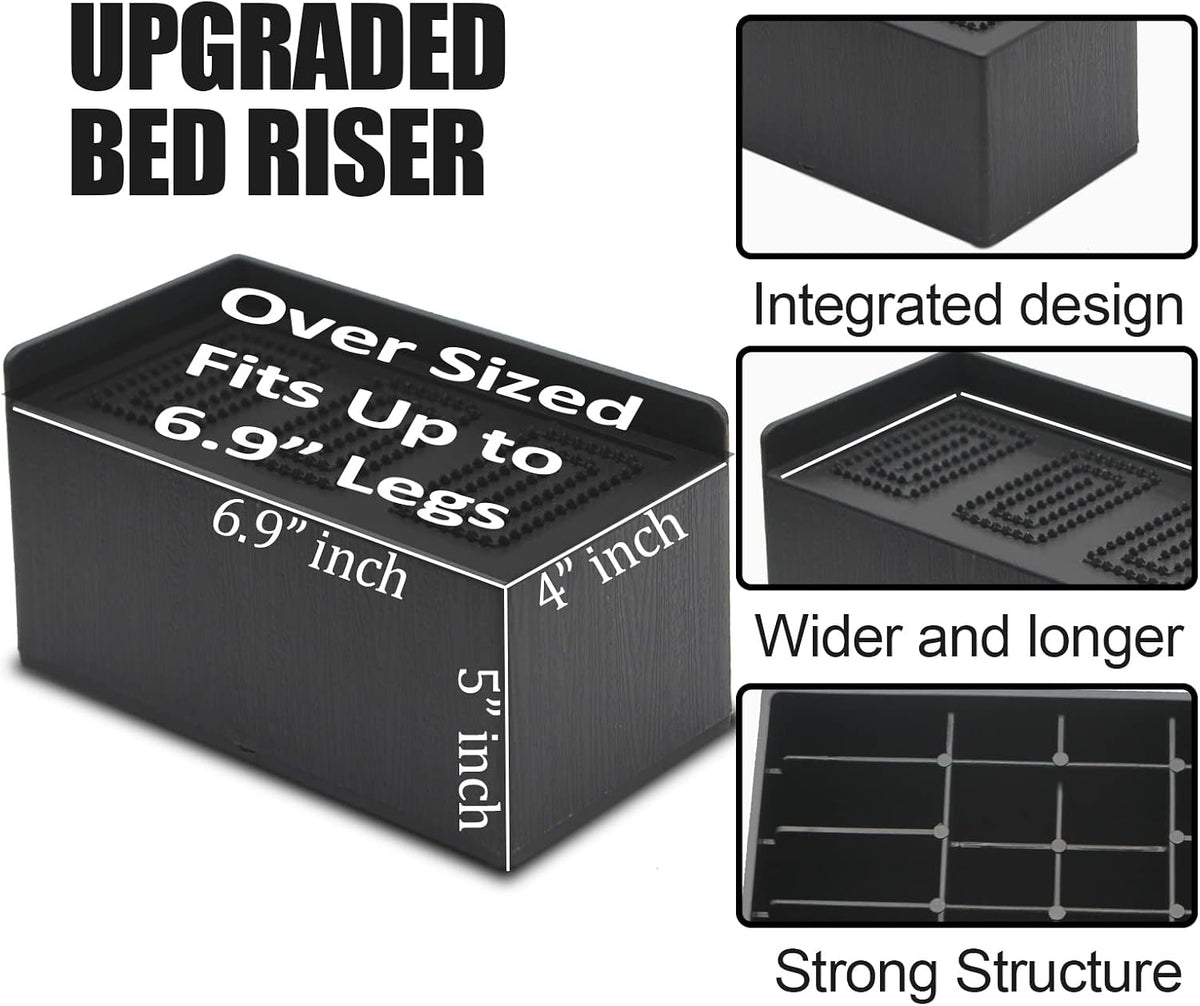MYMULIKE Bed Risers 5 inch, Oversized Extra Wide Bed Frame Risers, 11000lbs Heavy Duty Couch Risers, L Shape Wide Opening Furniture Risers for Bed, Couch, Desk, Chair, Soft, Platform, Dorm