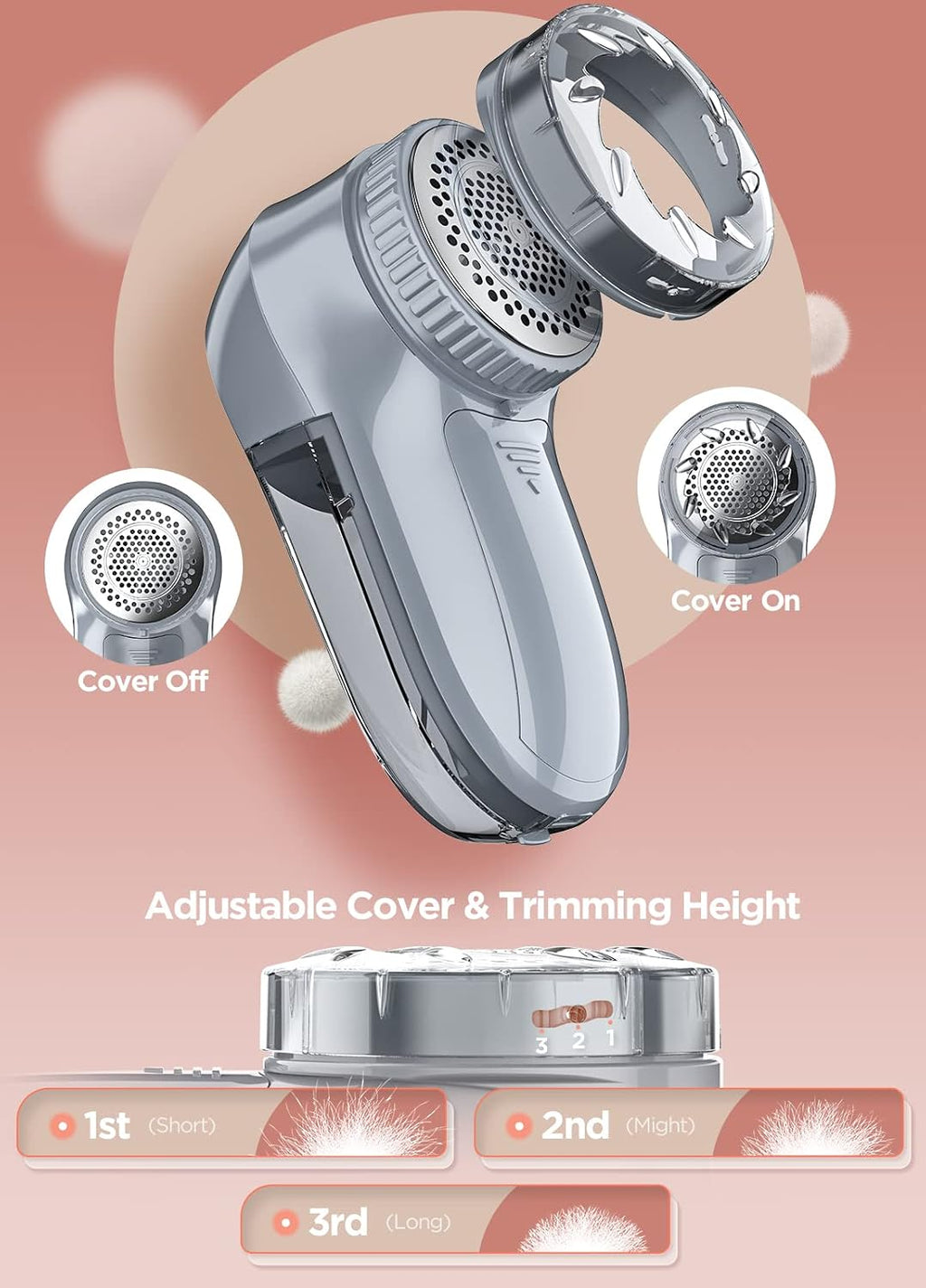 Bymore Fabric Shaver, Lint Shaver, Sweater Shaver for Clothes, Gray