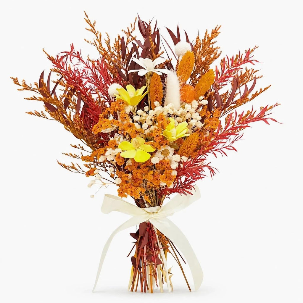 17" Dried Flower Bouquets, 100% Natural Dried Flowers with Dried Daisy,Dried Baby Breath,Eucalyptus,Orange Dried Flowers Decor for Vase Rustic Boho Home Decor,Party Fall Decor for Wedding Gift