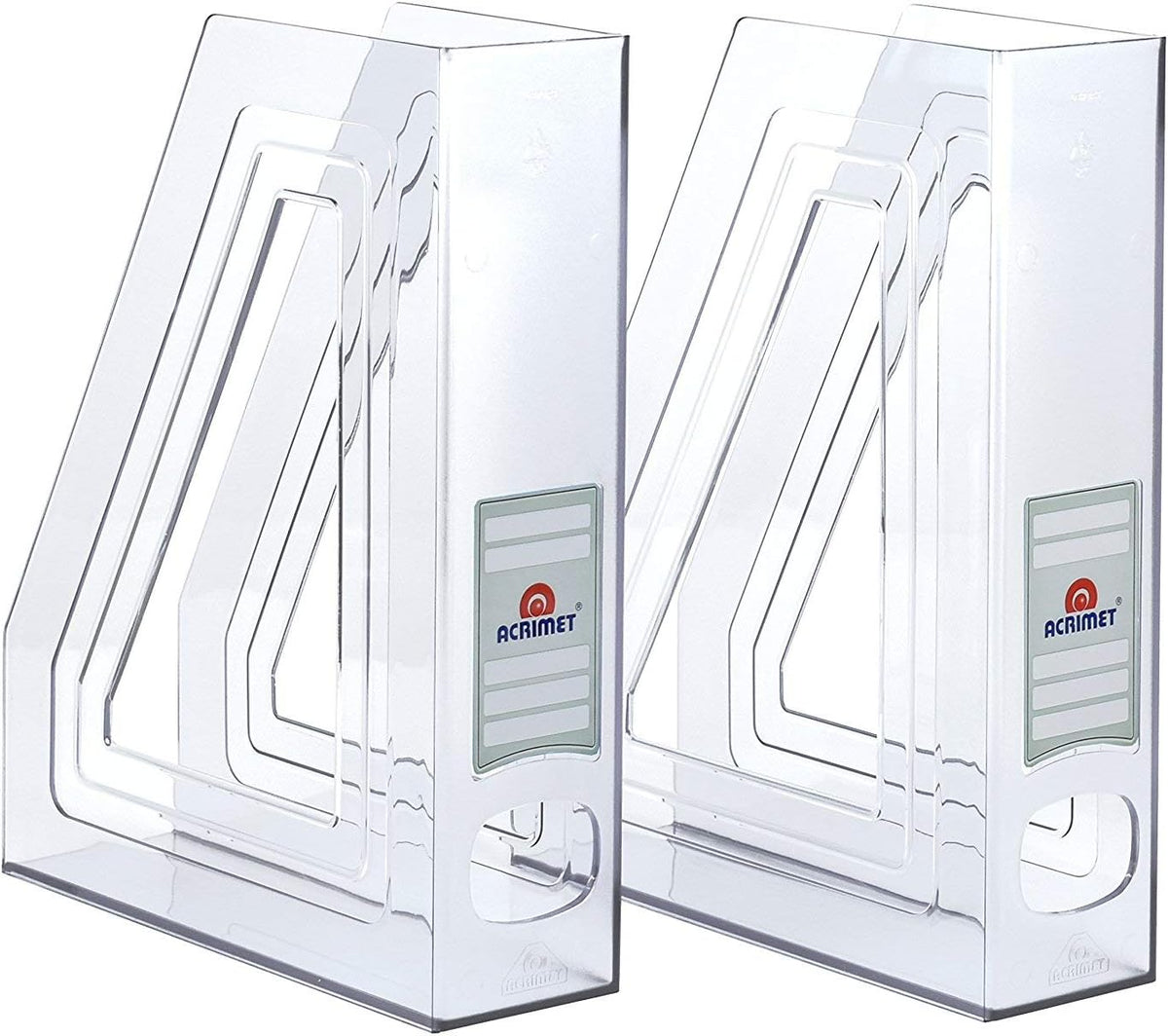 Acrimet Magazine File Holder, Vertical Desk Organizer, Clear, 2 Pack