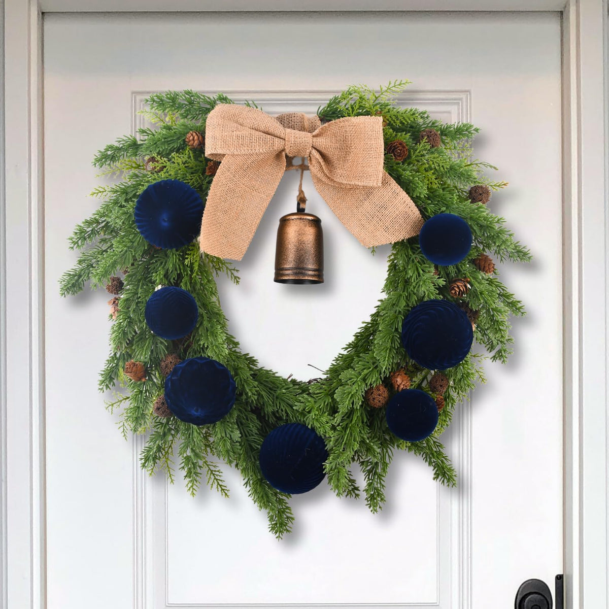 Velvet Ornaments for Christmas Tree Decorations - Navy Blue Flocked Christmas Ornament Set for Winter Holiday Decor - Shatterproof Xmas Balls Ornaments Bulk - Pack of 24