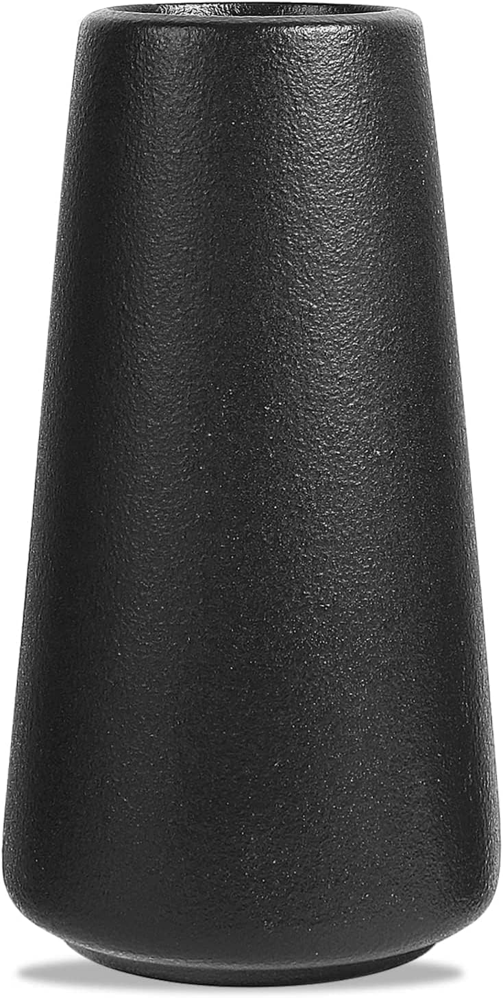 DECORPIA 12 Inch Tall Premium Quality Ceramic Vase | Flower Vase for Home Decor | Farmhouse, Decor, Desk, Modern Decor (Black)