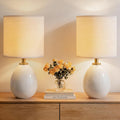 Dawnwake 17.7" Ceramic Table Lamps Set of 2 for Living Room Bedroom, White