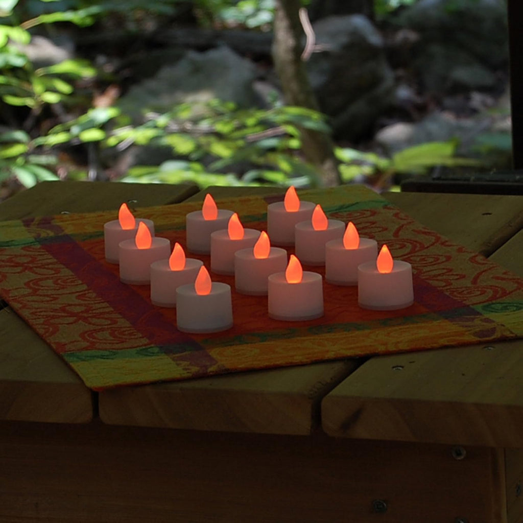 LumaBase Battery Operated Tea Light Candles, Red - Set of 12