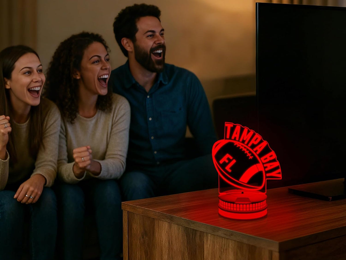 CLORURBANLIVE 3D Football Tampa Bay Night Light 3D Illusion Lamp with Remote Control 16 Color Options Sports Decor Lighting for Fans - Multicoloured OneSize