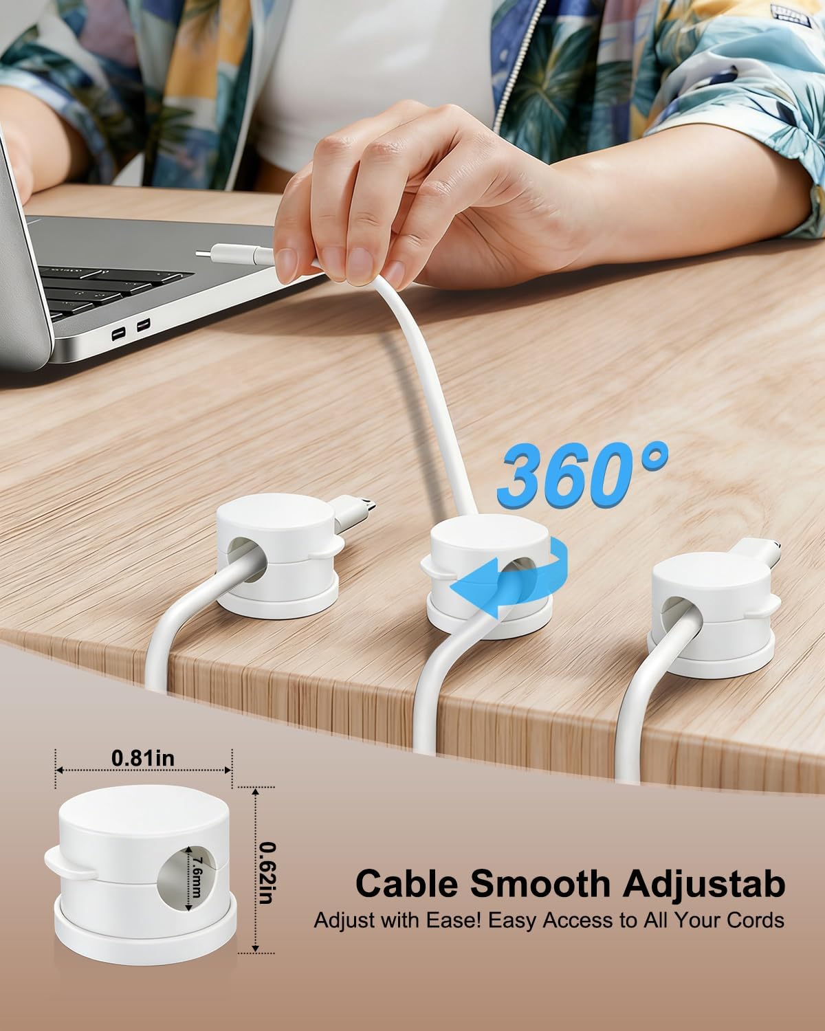 12 Pack Rotatable Spring Cable Management Cable Clips for Phone Charger
